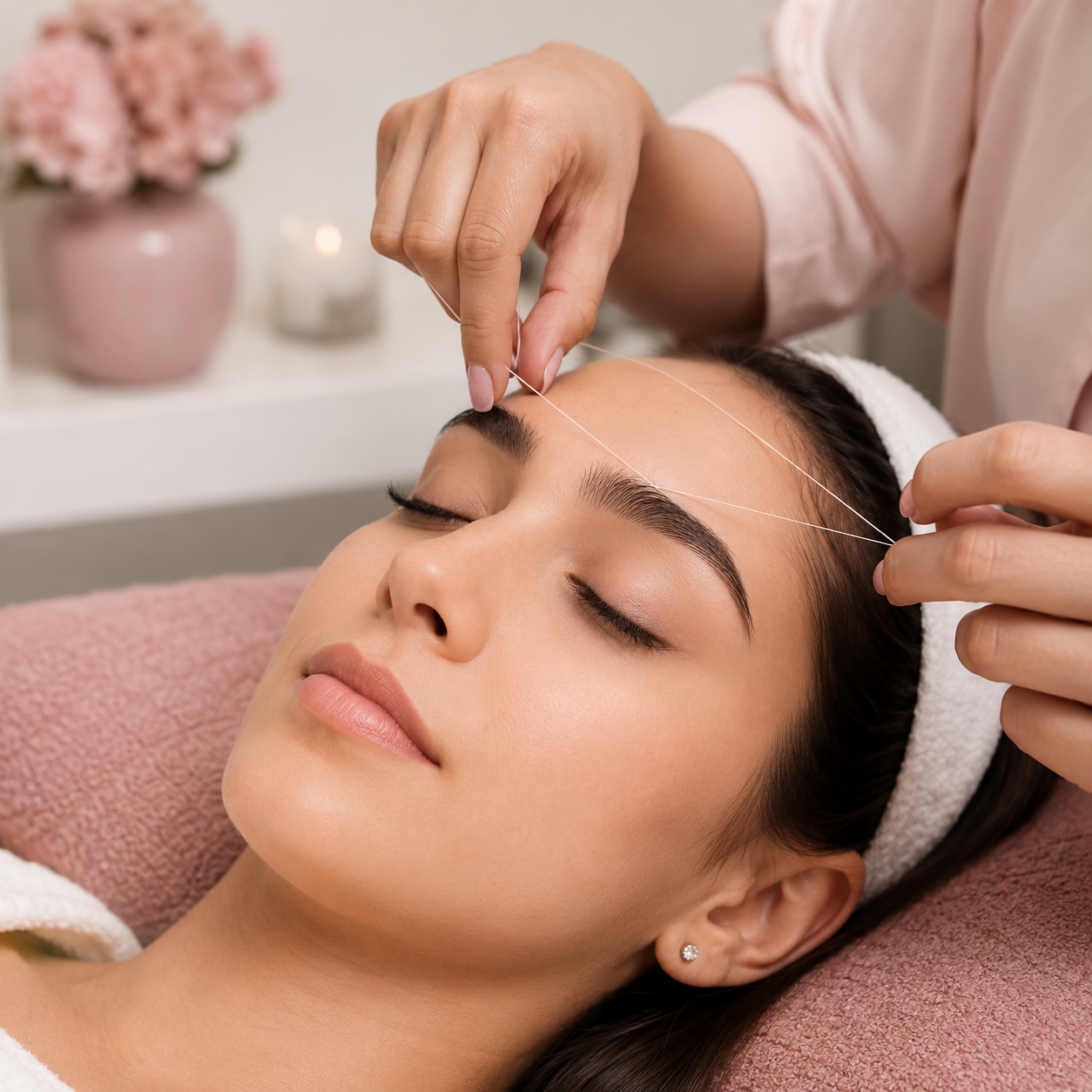 Depilación de cejas con hilo